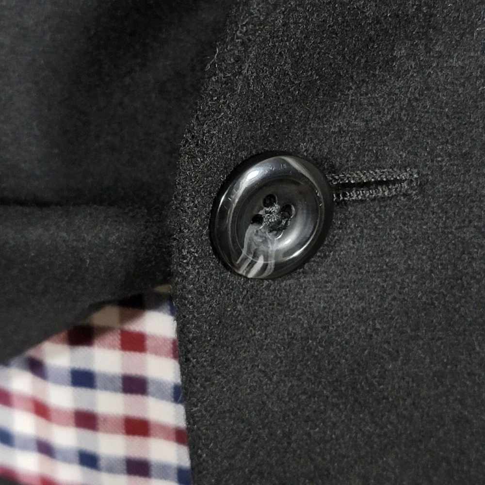 JOS A BANK GORDON Men's Sport Coat Blazer‎ Two Button Solid Black CASHMERE 43R
